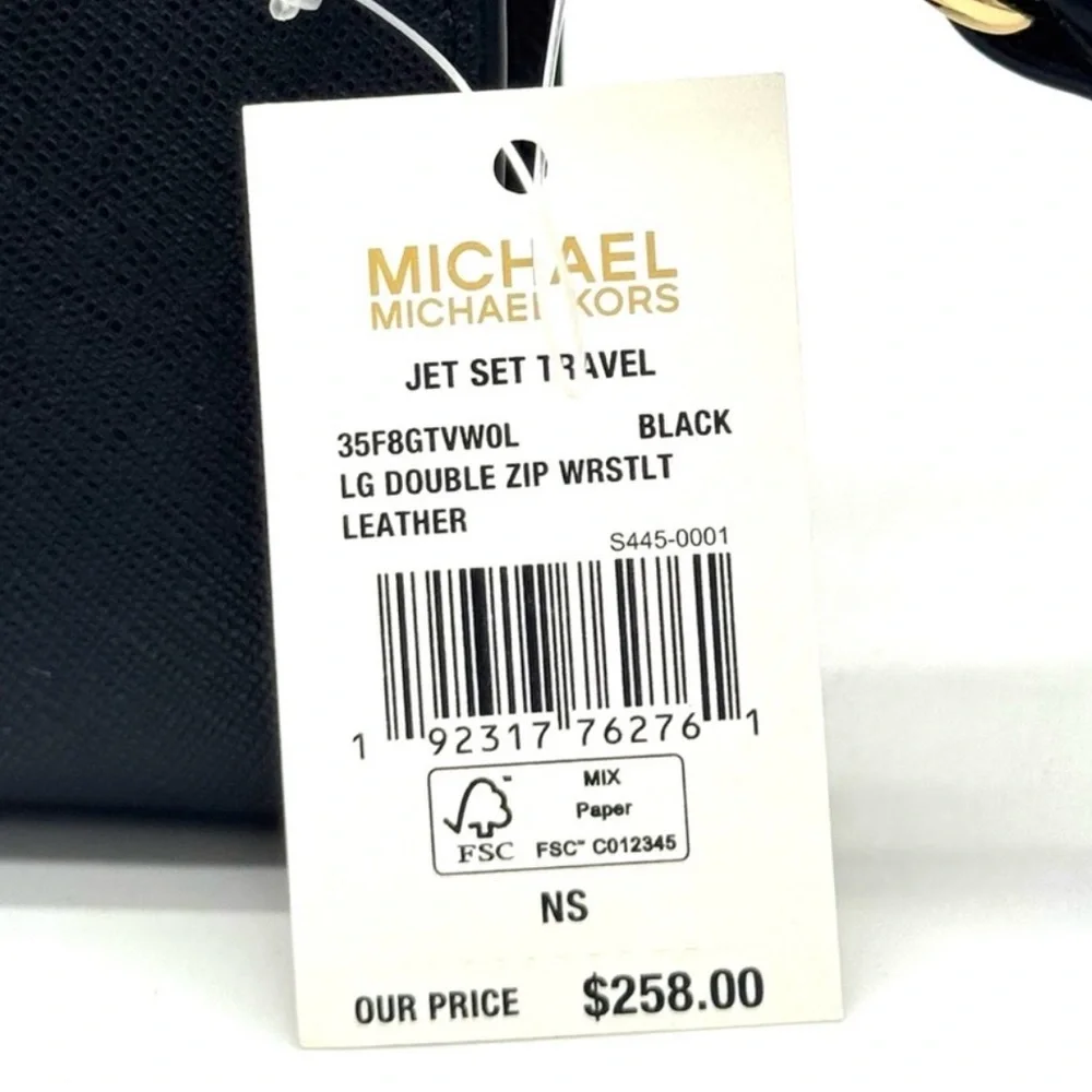 Michael Kors Large Jet Set Travel Double Zip Wallet Black - Picture 8 of 8